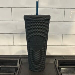 Starbucks Black Matte Diamond Studded Tumbler Cold Drink Cup 24oz